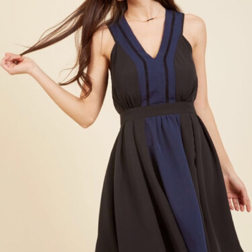 Unconventional combo dress Navy/Black ModCloth